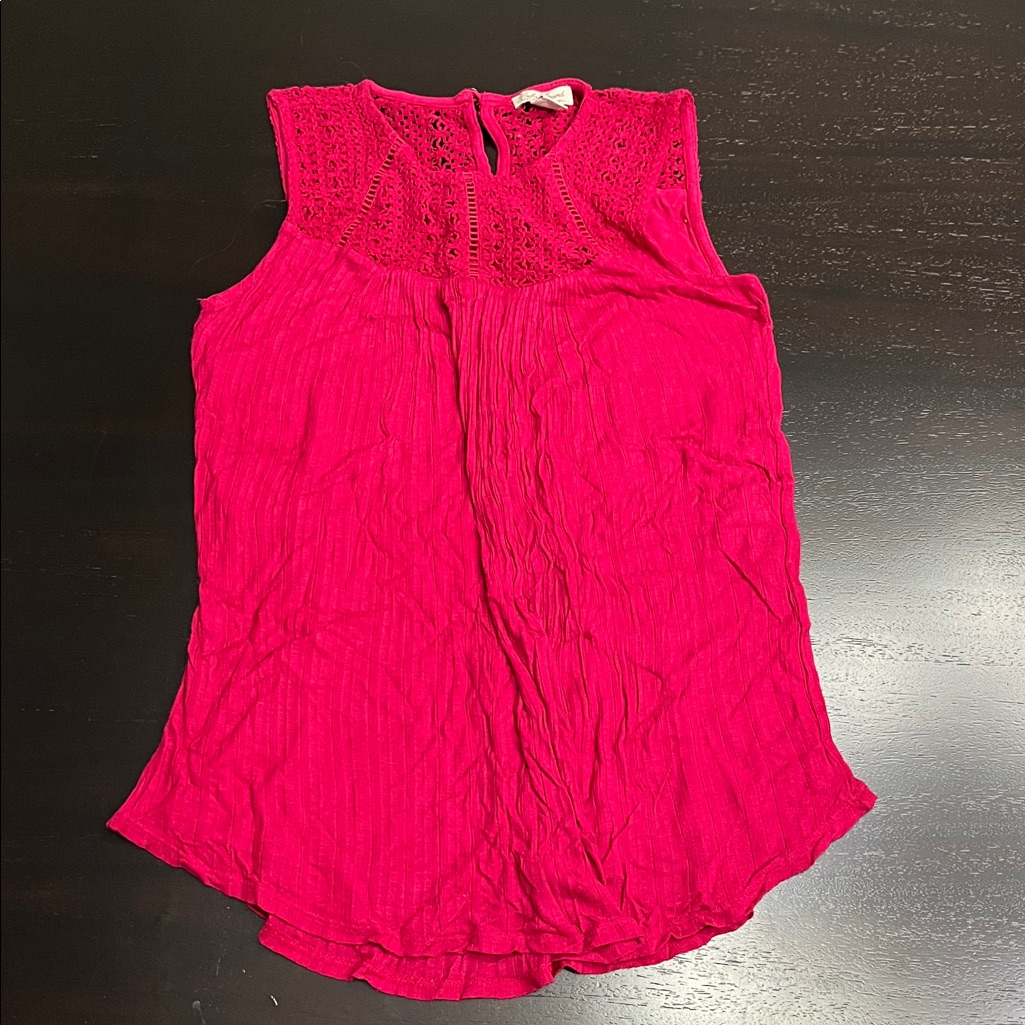 Lucky Brand Sleeveless Dark Pink/Maroon Lace Top
